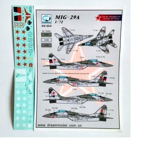 1/72 Mikoyan MiG-29A  in Russia Decals Part II for Trumpeter kits
