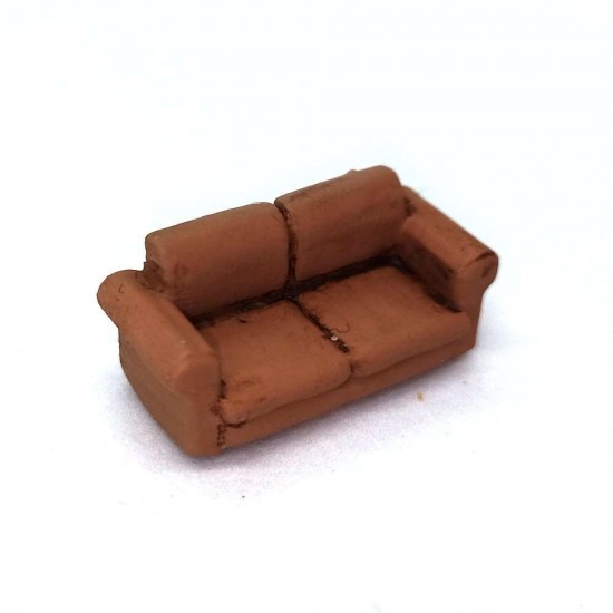 1/72 Miniature Furniture Couch Type 2: 2-seater Leather Couch
