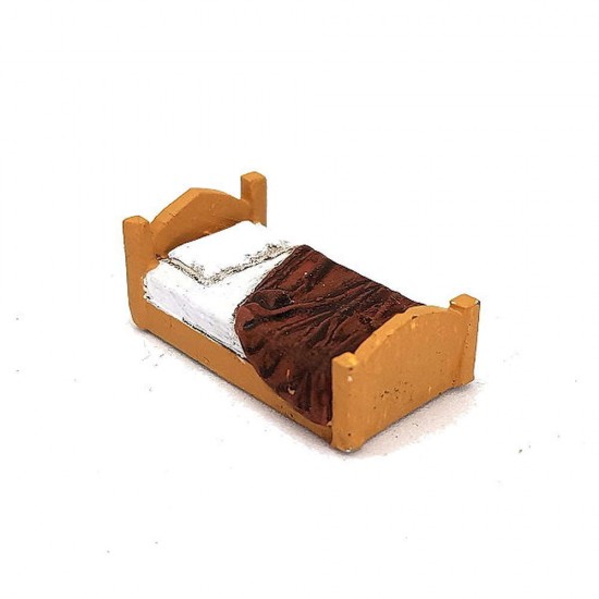 1/72 Miniature Furniture Rustic Single Bed (unmade)