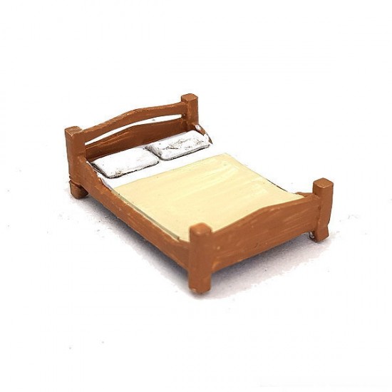 1/72 Miniature Furniture Wooden Double Bed Type 3
