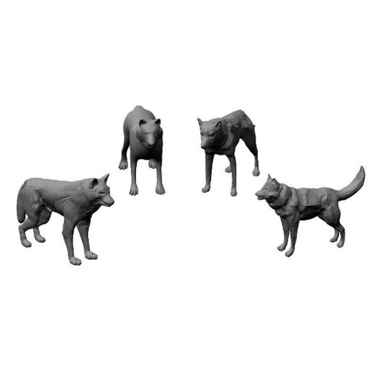 1/72 Miniature Animals - Wolves Set #1 (4pcs)