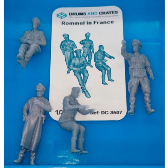 Rommel Model 1/35 Rommel in France (4 figures) Drums and Crates 3507