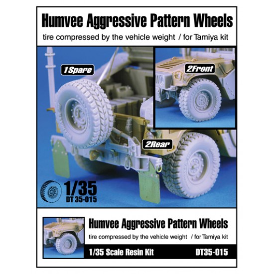 1/35 Humvee Aggressive Pattern Wheels set for Tamiya kit (Resin, 5pcs)
