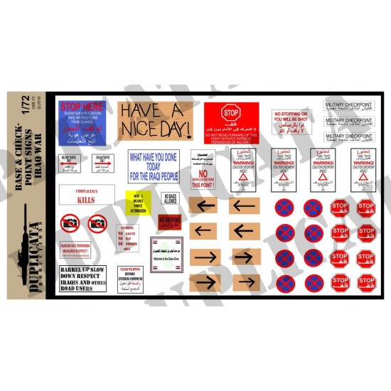 1/72 Iraq War Base/Checkpoint Sign (#DU-04B-72) - BNA Model World