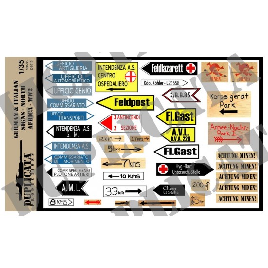 1/35 WWII North African German/Italian Signs