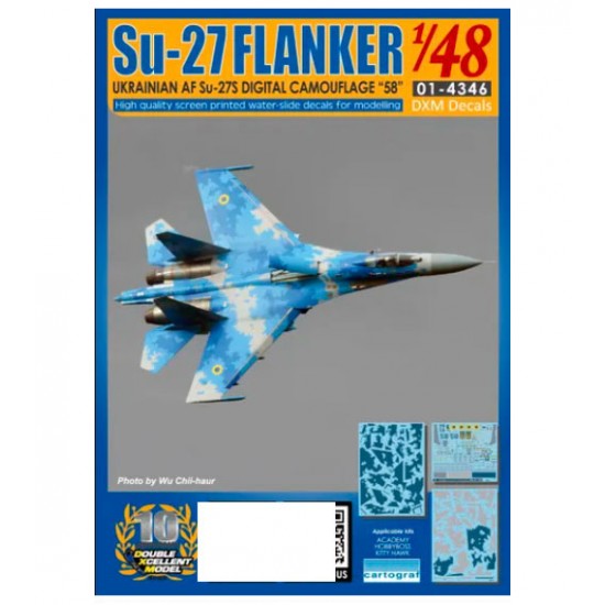 Decals for 1/48 Ukrainian Air Force Su-27 Digital Camouflage Scheme
