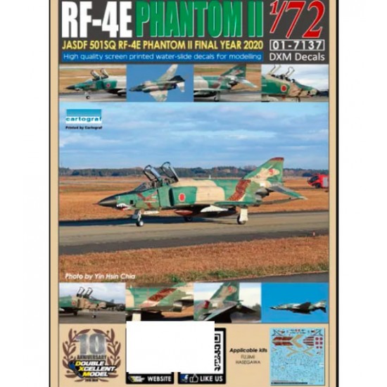 Decals for 1/72 JASDF RF-4E Phantom II 501SQ Final Year 2020 #57-6907(Jungle Camo)