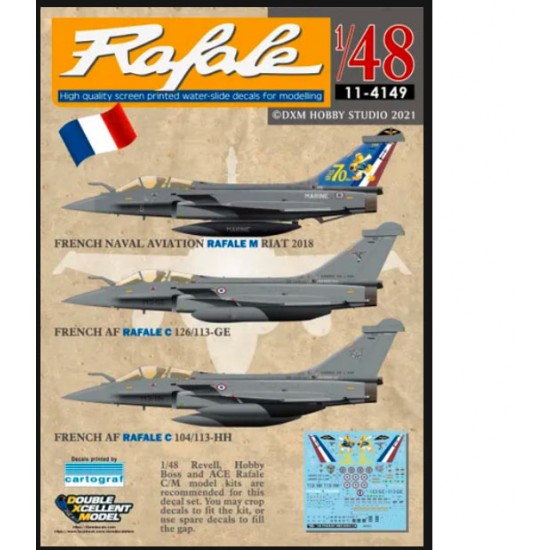 1/48 French AF and Naval Aviation Rafale C/M Decals for Revell/HobbyBoss/ACE kits