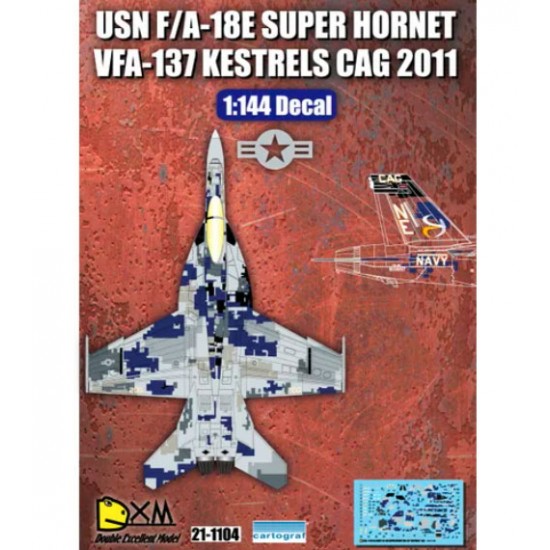 Decals for 1/144 USN F/A-18E VFA-137 Kestrels CAG 2011
