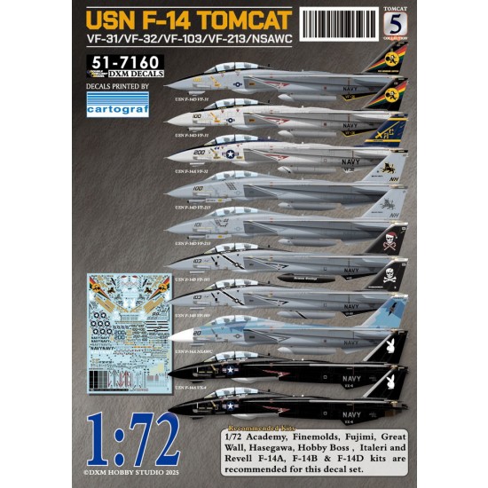 1/72 USN VF-31/VF-32/VF-103/VF-213/NSAWC F-14 Tomcat Decals Collection ...