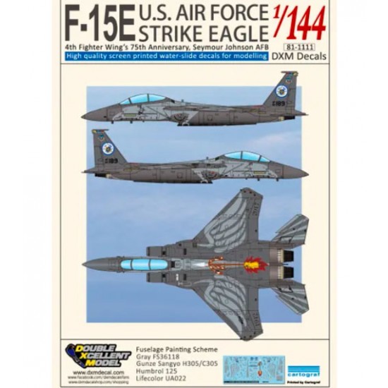 Decals for 1/144 USAF F-15E Strike Eagle 4FW's 75th Anniversary, SJ AB