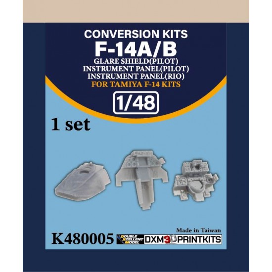 1/48 F-14A/B Pilot Glare Shield, Pilot RIO Instrument Panels for Tamiya kit