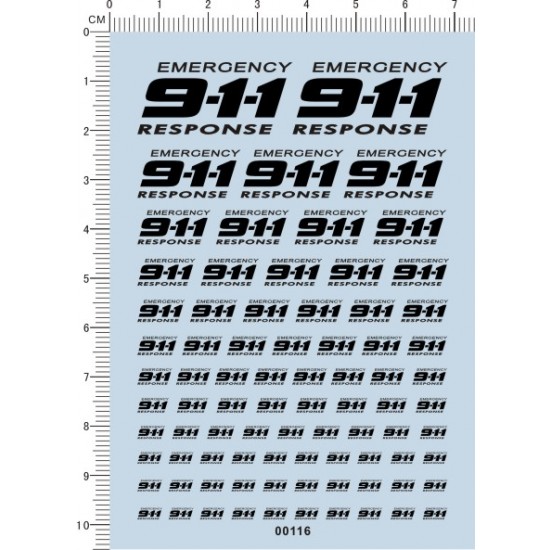 Emergency 9-1-1 Response Decals for scale model cars