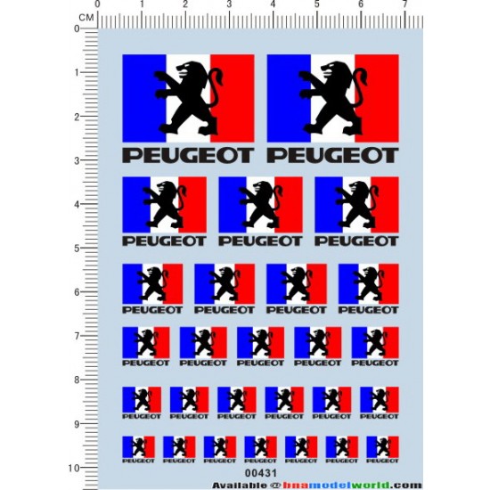Decals - Peugeot Logos Vol.2 for 1/12, 1/18, 1/20, 1/24, 1/43 Scales