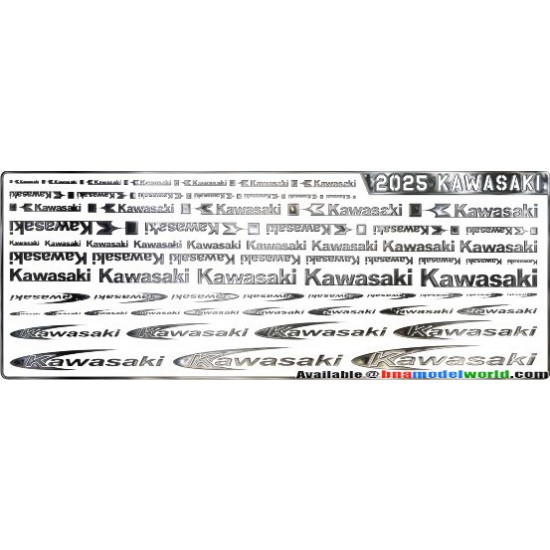 Kawasaki Metal Logo Stickers for 1/12, 1/18, 1/20, 1/24, 1/43 Scales