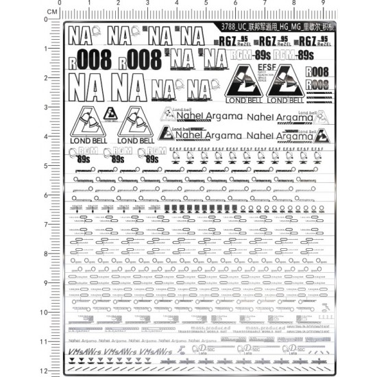 Metal Stickers for RGZ-95 Rezel Jegan Gundam