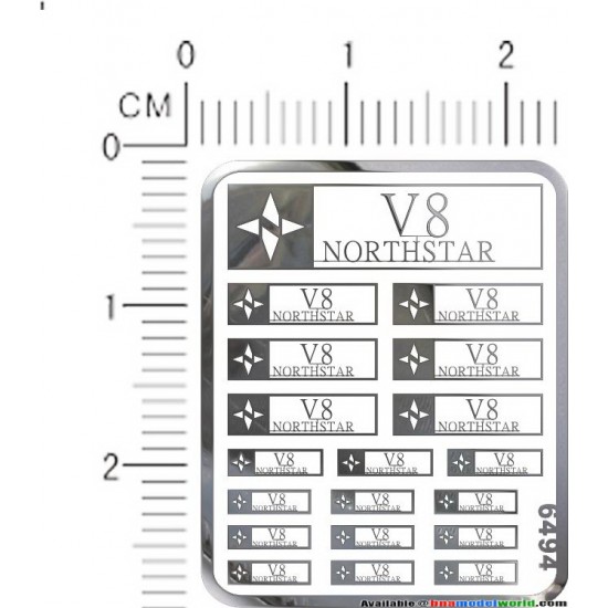 Northstar V8 Metal Logo Stickers for 1/12, 1/18, 1/20, 1/24, 1/43 Scales