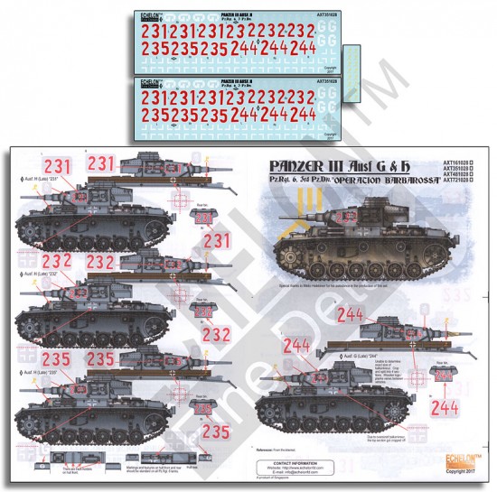 1/35 Pz.Rgt.6 Panzer IIIs - Operation Barbarossa Decals