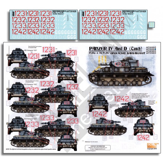 Decals for 1/35 PzRgt. 6 Panzer IV Ausf D (Tauch) - Operation Barbarossa