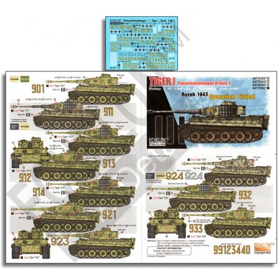 Decals for 1/72 3. SS-Schw.Pz.Rgt. Tiger Is Kursk 1943 Operation Citadel
