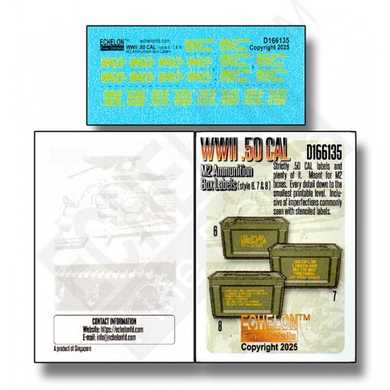 1/16 WWII .50 CAL M2 Ammo Box Labels (style 6, 7 and 8) Decal