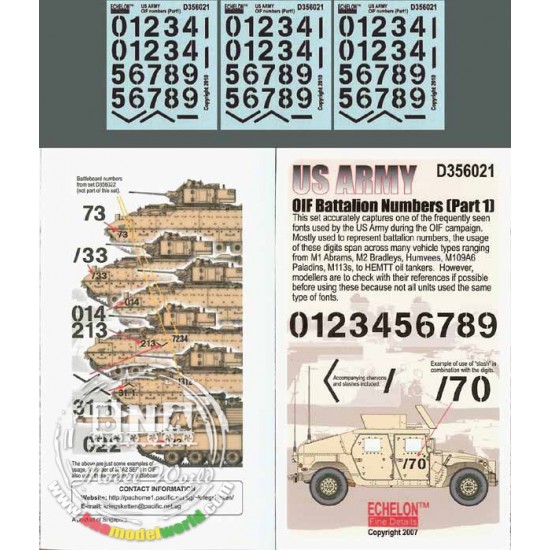 Decals for 1/35 US Army OIF Battalion Numbers (Part 1)