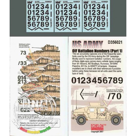 Decals for 1/35 US Army OIF Battalion Numbers (Part 1)