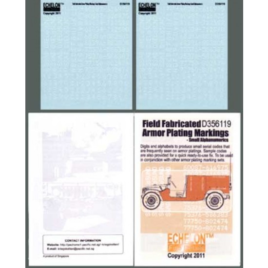 1/35 Field Fabricated Armor Plating Markings (Small Alphanumeric) Decals