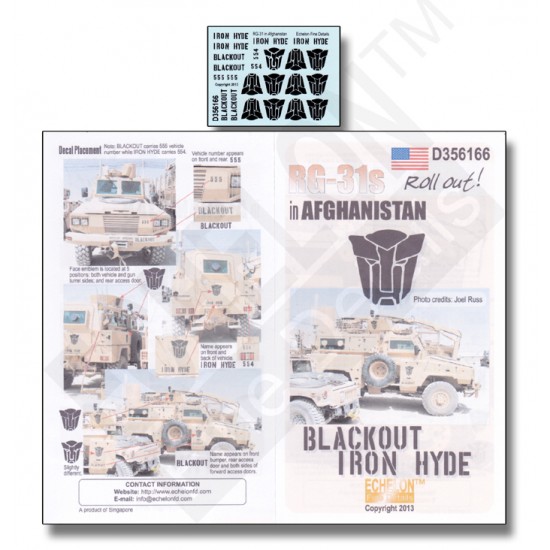 Decals for 1/35 RG-31s in Afghanistan