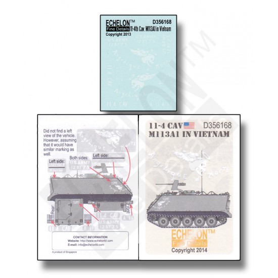 Decals for 1/35 11-4th Cavalry Regiment M113A1 in Vietnam