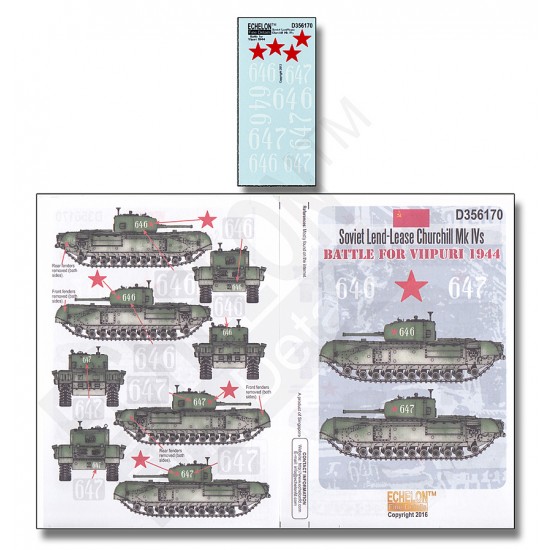 1/35 Soviet Lend-Lease Churchill Mk.IVs at the Battle for Viipuri 1944(water-slide decals)