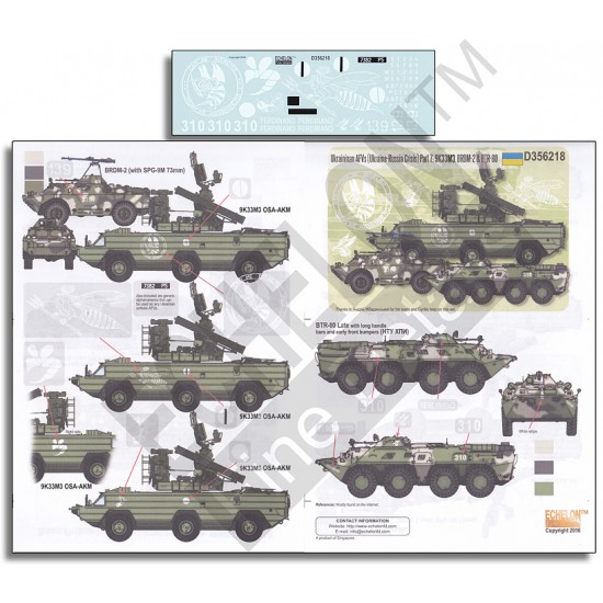 1/35 Ukrainian AFVs (Ukraine - Russia Crisis) Decals Part 7: 9K33M3, BRDM-2 and BTR-80