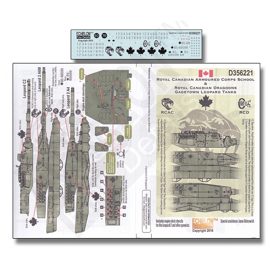 1/35 RCAC and RCD Gagetown Leopard Tanks (water-slide decals)