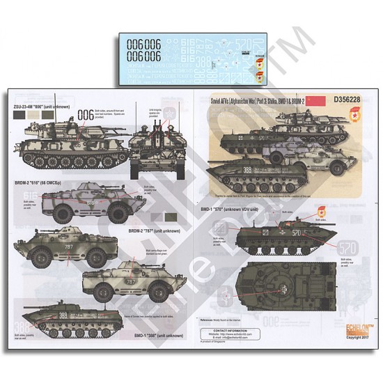 1/35 Soviet AFVs (Afghanistan War) Decals Part 3: Shilka, BMD-1 and BRDM-2