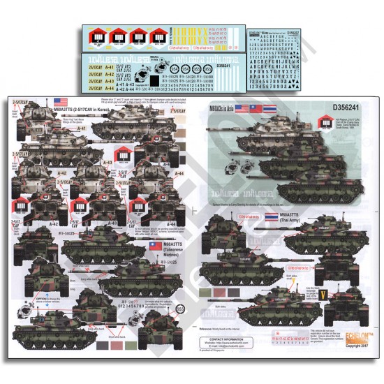 1/35 Decals for M60A3s MBT in Asia