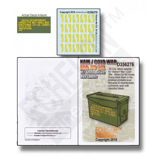 Decals for 1/35 WWII .50 CAL M2 Ammunition Box Labels Style. 1