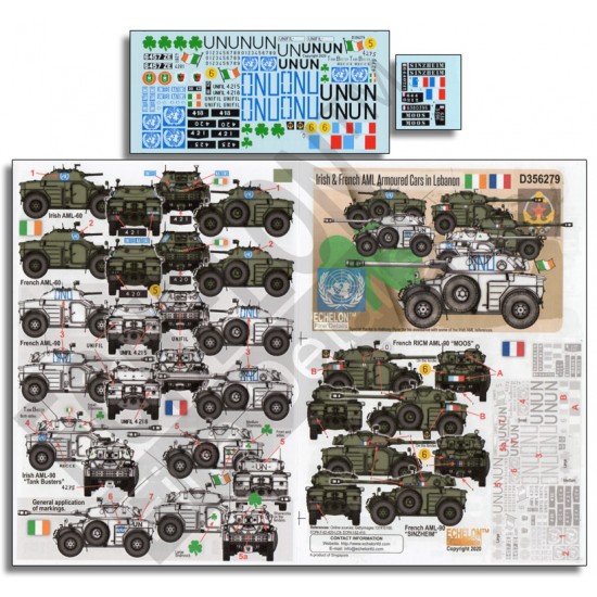 Decals for 1/35 Irish & French AML Armoured Cars in Cyprus & Lebanon