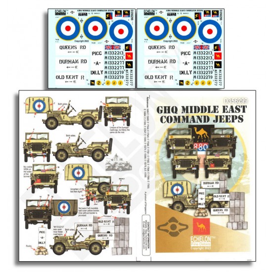 Decals for 1/35 GHQ Middle East Command Jeeps