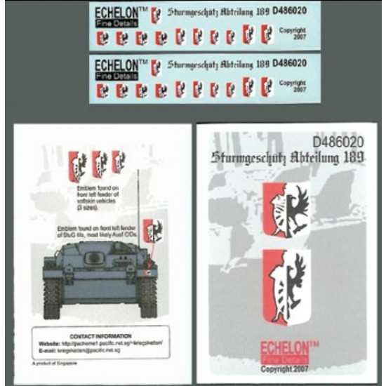 1/48 Sturmgeschutz Abteilung 189 Decals