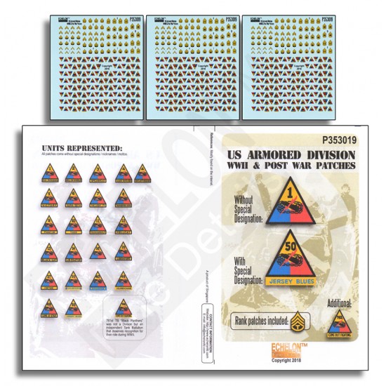 Decals for 1/35 US Armoured Division in WWII & Post War Patches