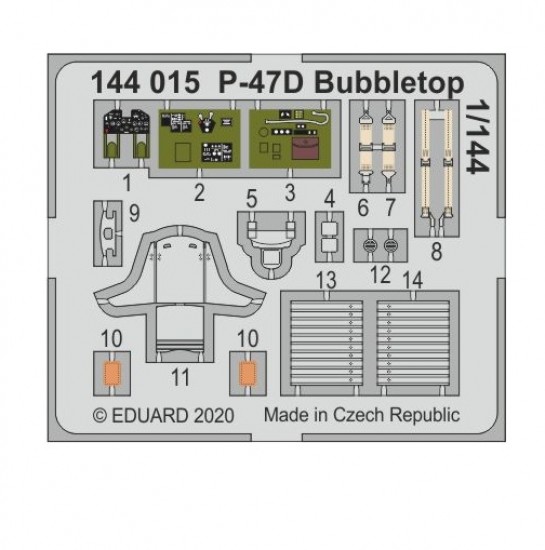 1/144 Republic P-47D Thunderbolt Bubbletop Detail Set for Eduard/Platz kits