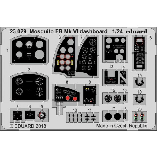 1/24 Mosquito FB Mk.VI Dashboard Detail Set (PE) for Airfix kits