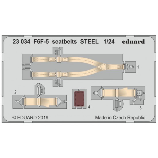 1/24 Grumman F6F-5 Hellcat Seatbelts (steel) Detail Set for Airfix kits