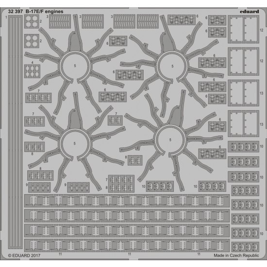 1/32 Boeing B-17E/F Flying Fortress Engines for Hong Kong Models (1 Photo-Etched Sheet)