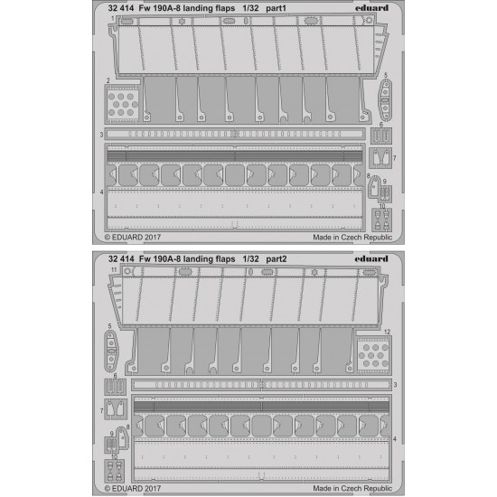 Eduard 1/32 Photoetched Fw 190A-8 landing flaps for Revell kit - 32414 Eduard 1/32 Photoetched Fw 190A-8 landing flaps for Revell kit - 32414