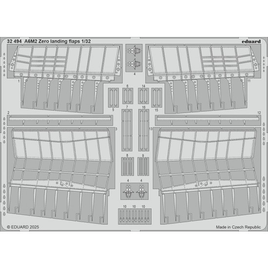 1/32 A6M2 Zero Landing Flaps Photo-etched set for Tamiya kits