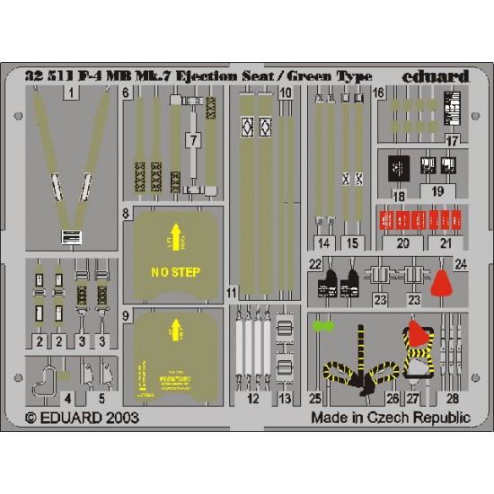 Colour Photoetch for 1/32 McDonnell Douglas F-4 Phantom II Ejection Seat - Green