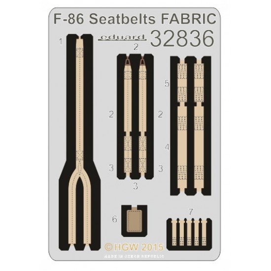 1/32 North-American F-86F Sabre Dog Seatbelts Set for KittyHawk kit 32007 (PE & Fabric)