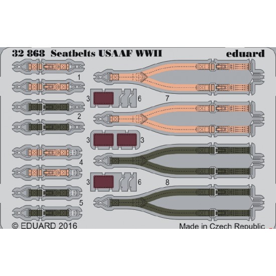 1/32 WWII USAAF Seatbelts (Steel, 1 Photo-Etched Sheet)