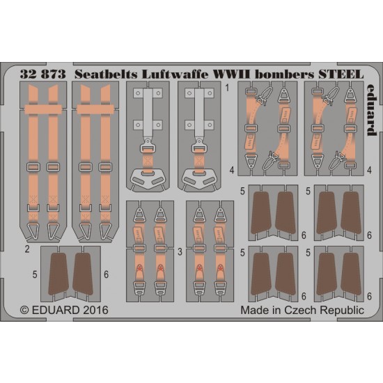 1/32 WWII Luftwaffe Bombers Seatbelts (Steel, 1 Photo-Etched Sheet)